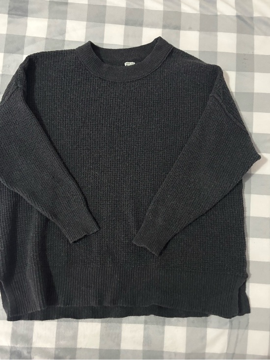aerie Sweaters - aerie Charcoal Crewneck Waffle Knit Sweater